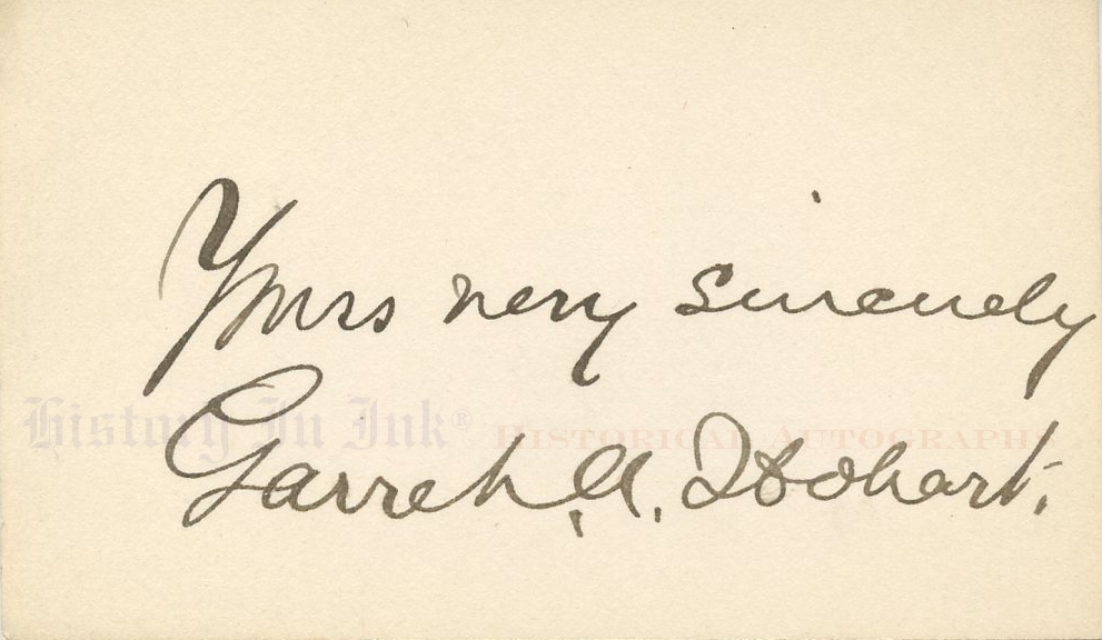 Garret Hobart Autograph - pristine signature of the Vice President